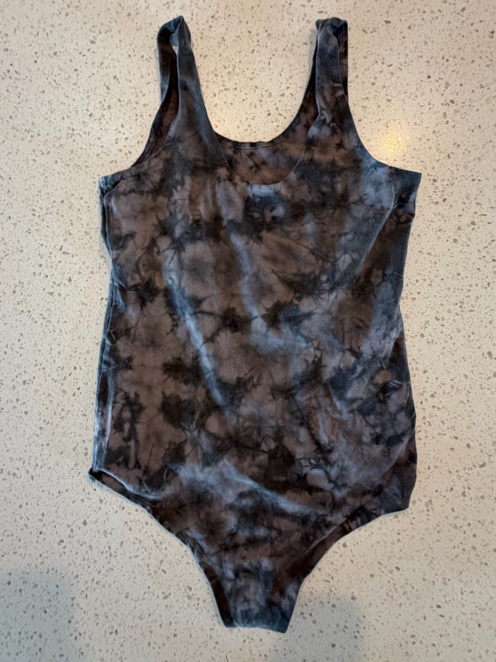 Groceries Apparel Sleeveless Tie-Dye Bodysuit in Black and Gray XL